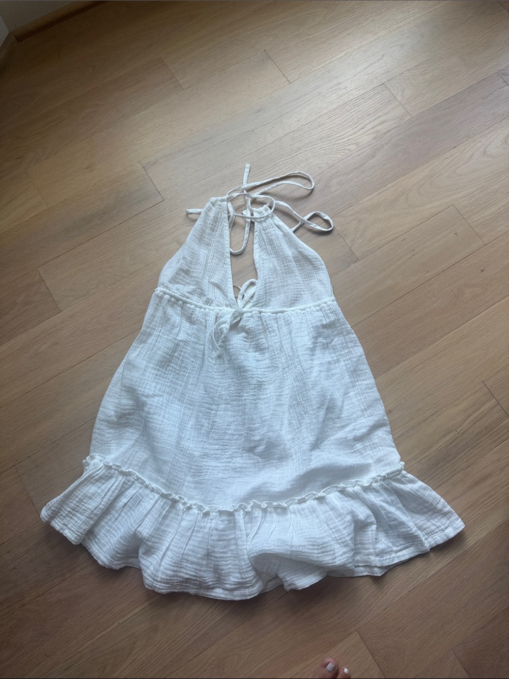 Hollister White Halter Ruffle Summer Dress
